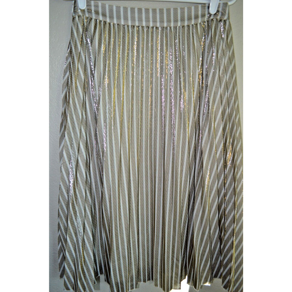 Grey Lab Accordion Pleat Skirt Midi Metallic Gold Size Medium - Picture 11 of 11